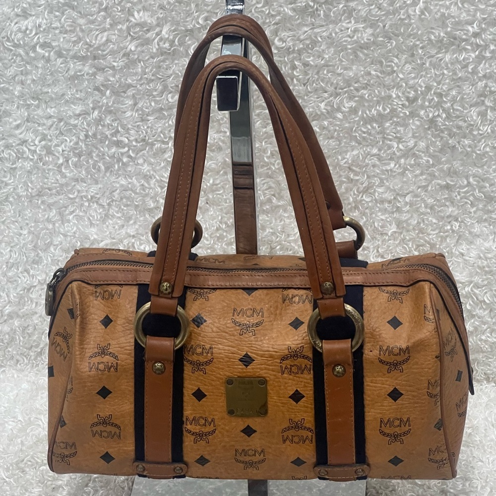 MCM Visetos Boston Leather Bag